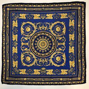 🔥SOLD🔥 Vintage GIANNI VERSACE 44cm Blue Silk Neck Wrist Bag Hair Scarf RARE